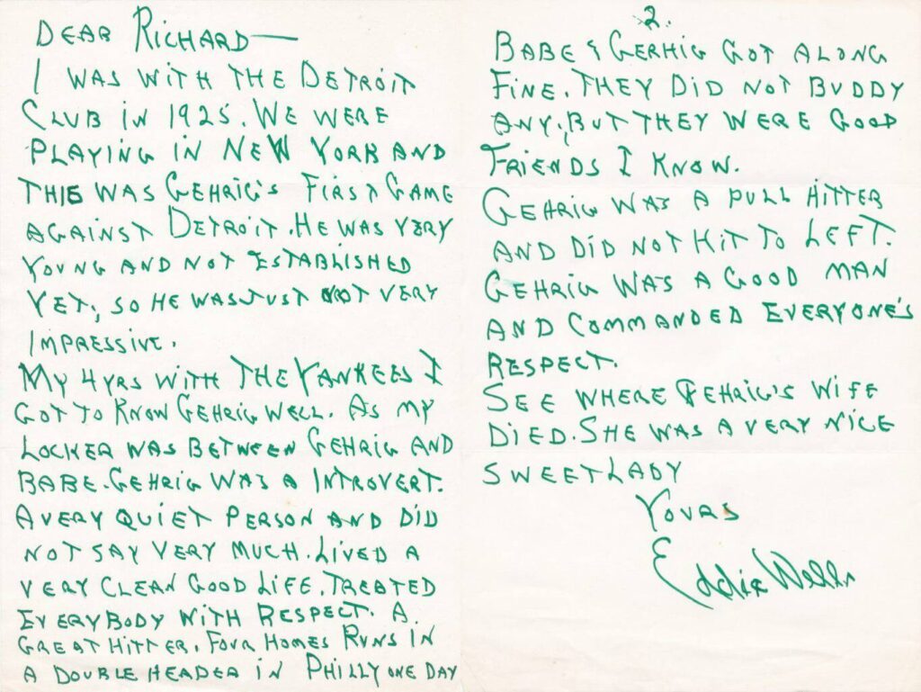 Pitcher Eddie Wells tamed Ruth at bat; later they were teammates in New York