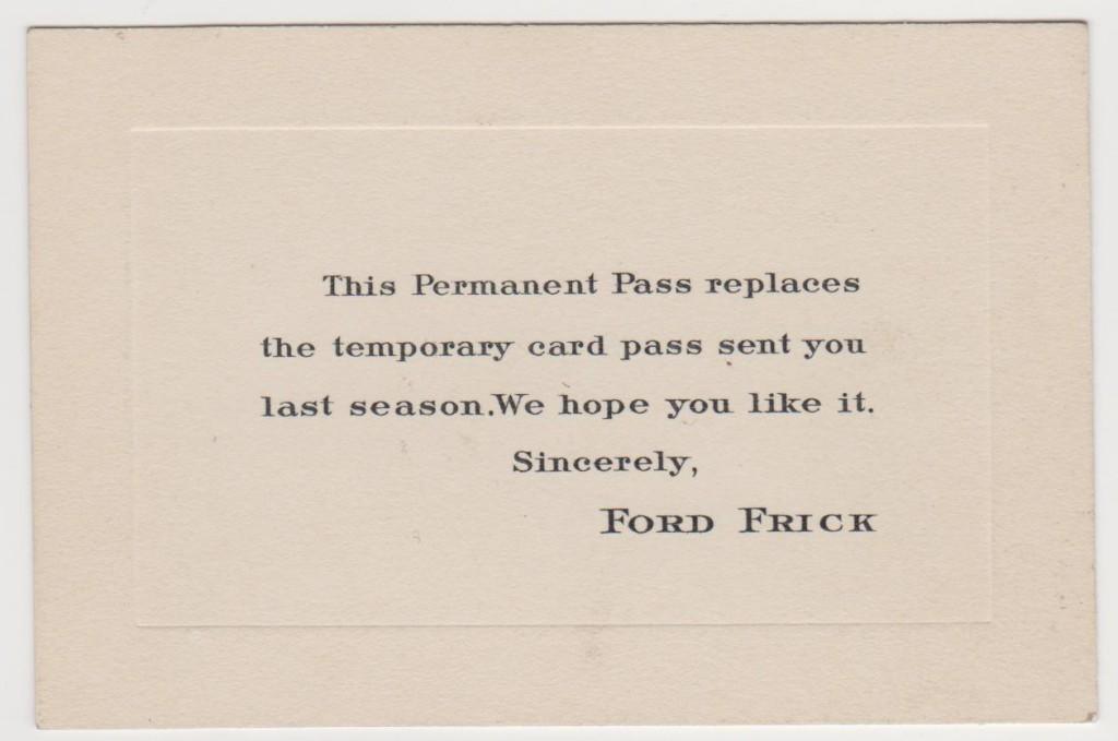 This accompanied the solid gold or solid silver Lifetime Passes