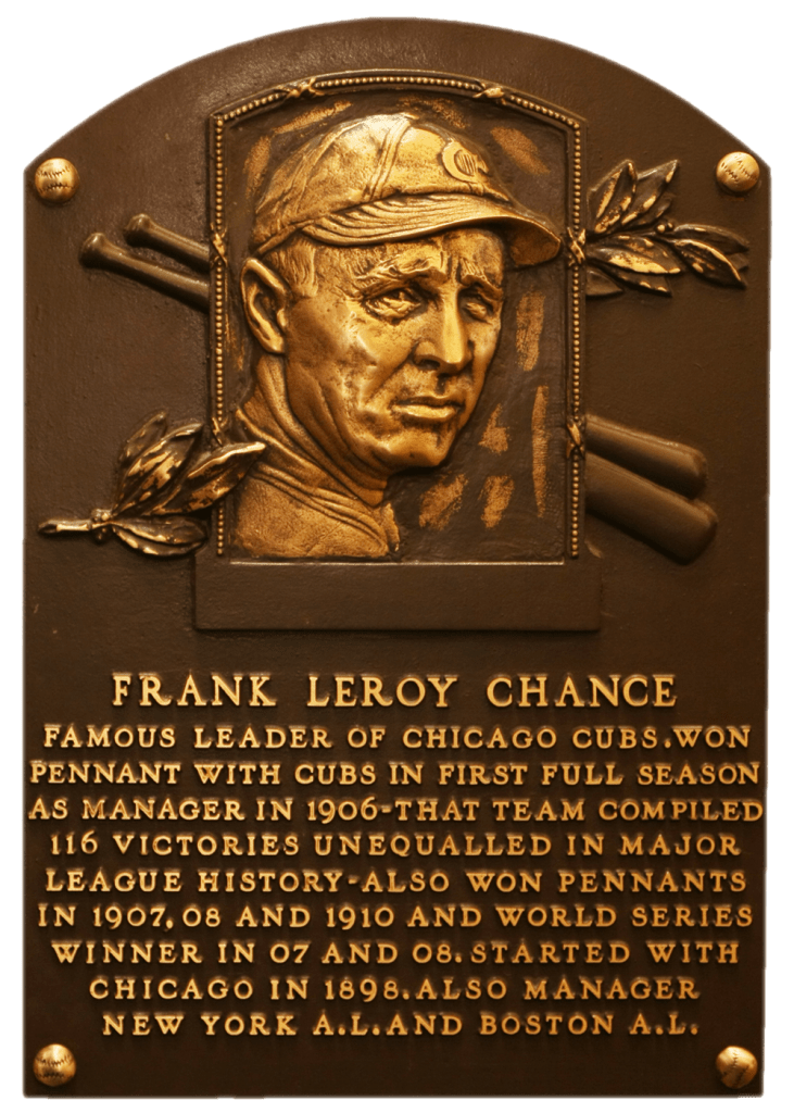 Chance was the player-manager for four Cubs pennant-winning teams and two World Series champs