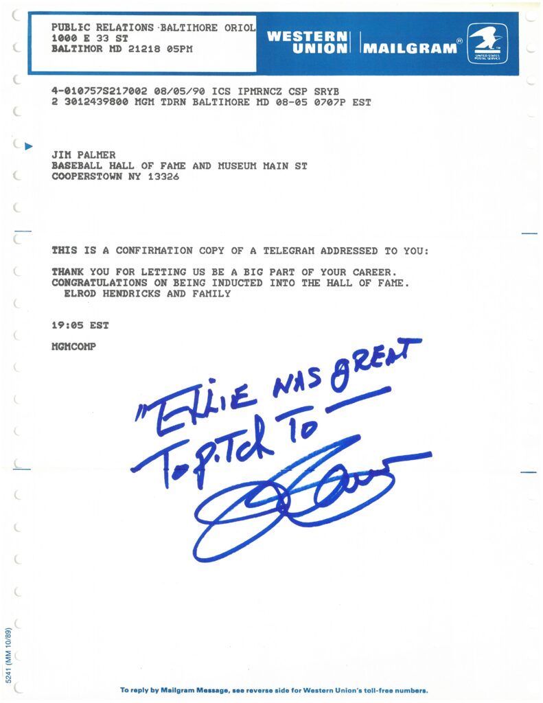 Catcher Elrod Hendricks was Palmer's Oriole teammate for 11 seasons