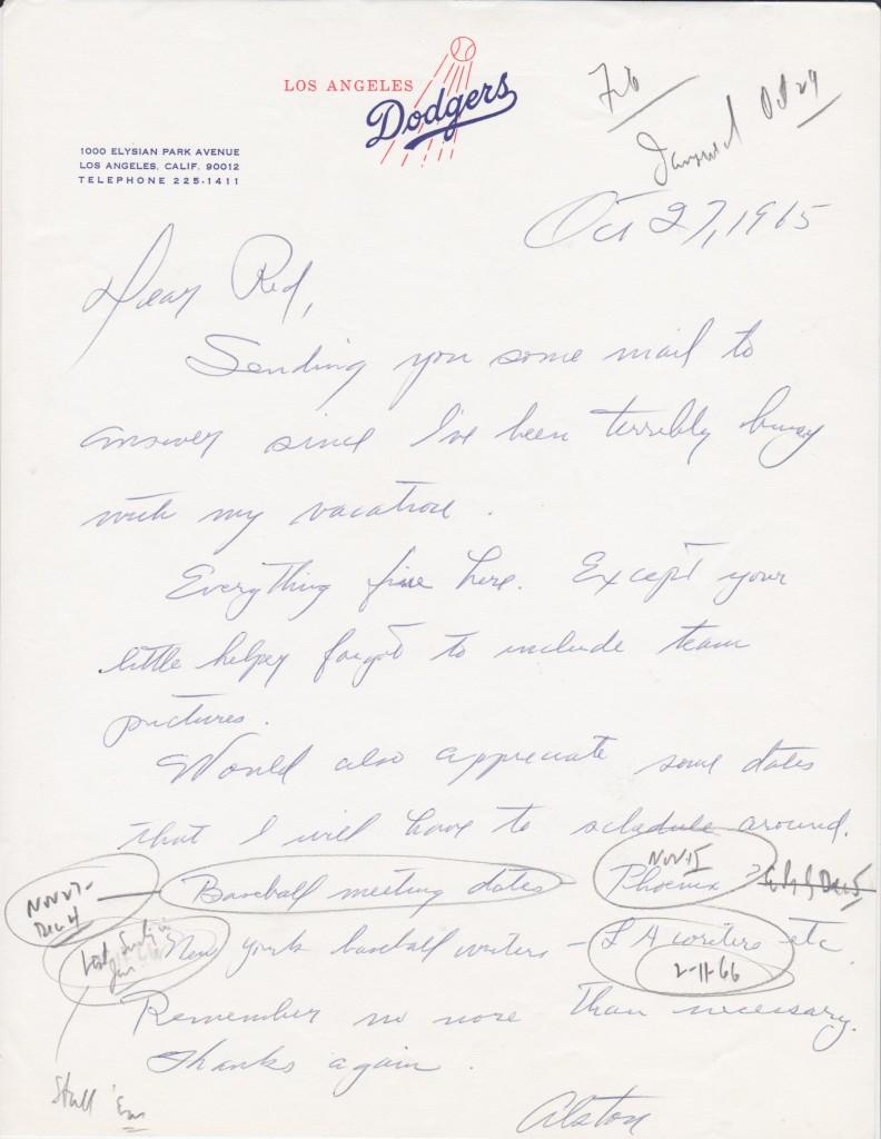 The last of Alston's four Dodger World Series titles came in 1965