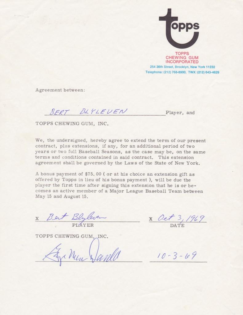 Topps signed Blyleven to an extension before he was a big leaguer