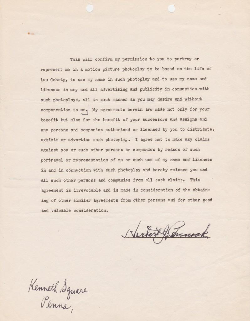 Many Yankee players portrayed themselves in the Lou Gehrig biopic 