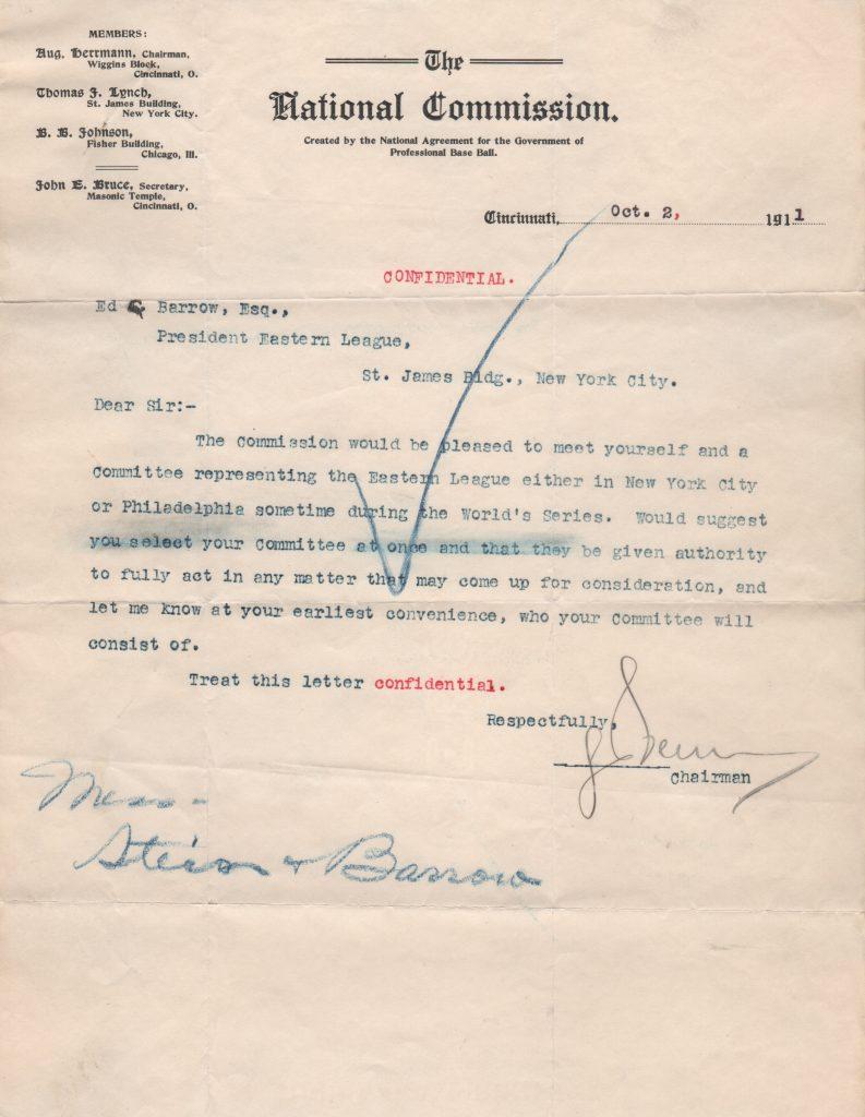 Ed Barrow worked to change the name of the Eastern League to the International League 