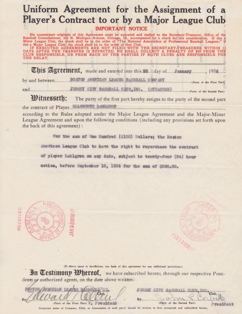 As Boston GM Collins sent Gehrig-replacement  Babe Dahlgren to the minors