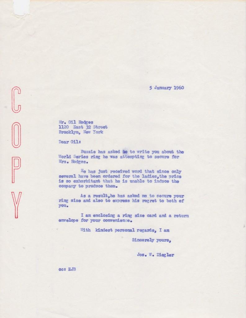 After the 1955 triumph, Hodges earned another ring with the 1959 Los Angeles Dodgers