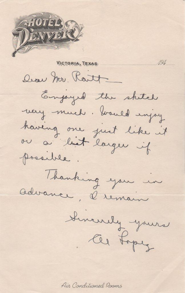 This letter traces the drawing to Lopez' final season as a big league player