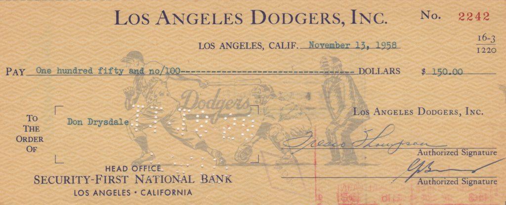 Drysdale started with the Dodgers in Brooklyn and had his best years in Los Angeles