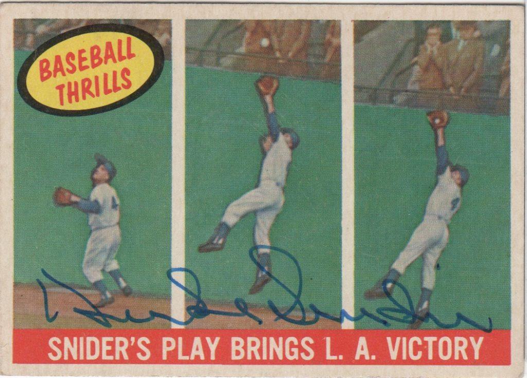 Snider's defense was featured in this 1959 Topps baseball card