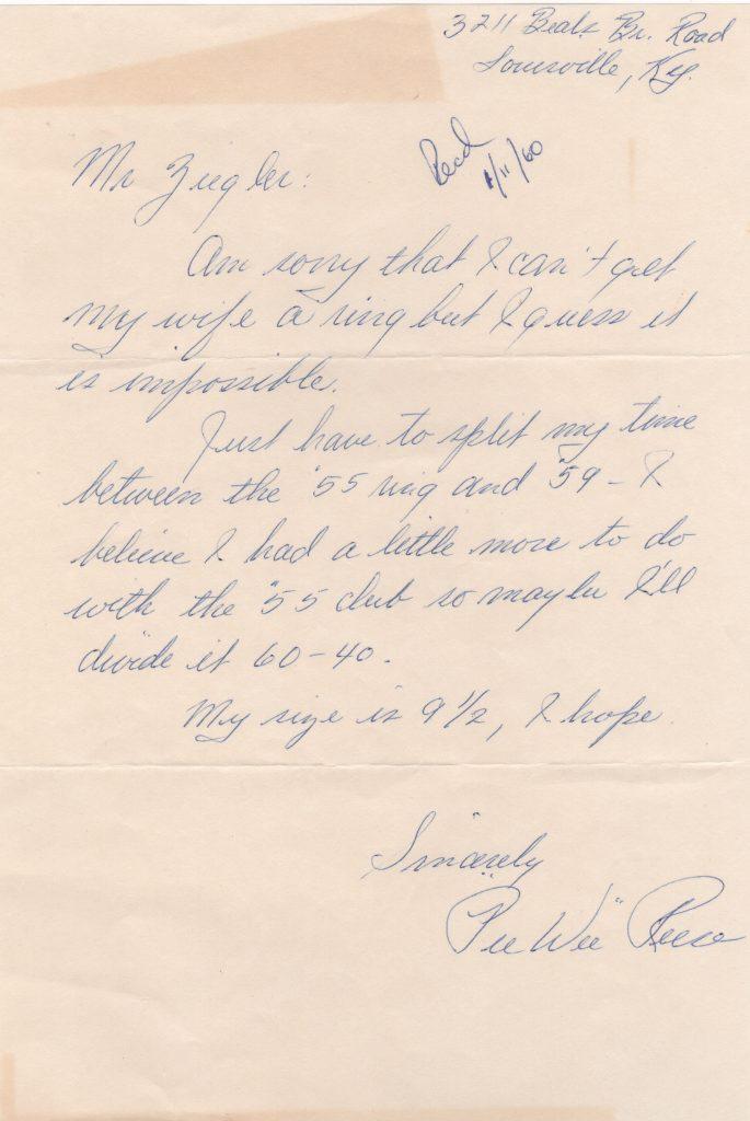 After all that Pee Wee Reese ended up with a 1959 World Series ring sized at 9 1/2