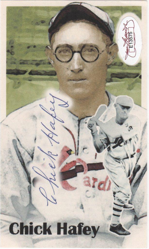 The 1931 batting champ, Chick Hafey earned two World Series rings
