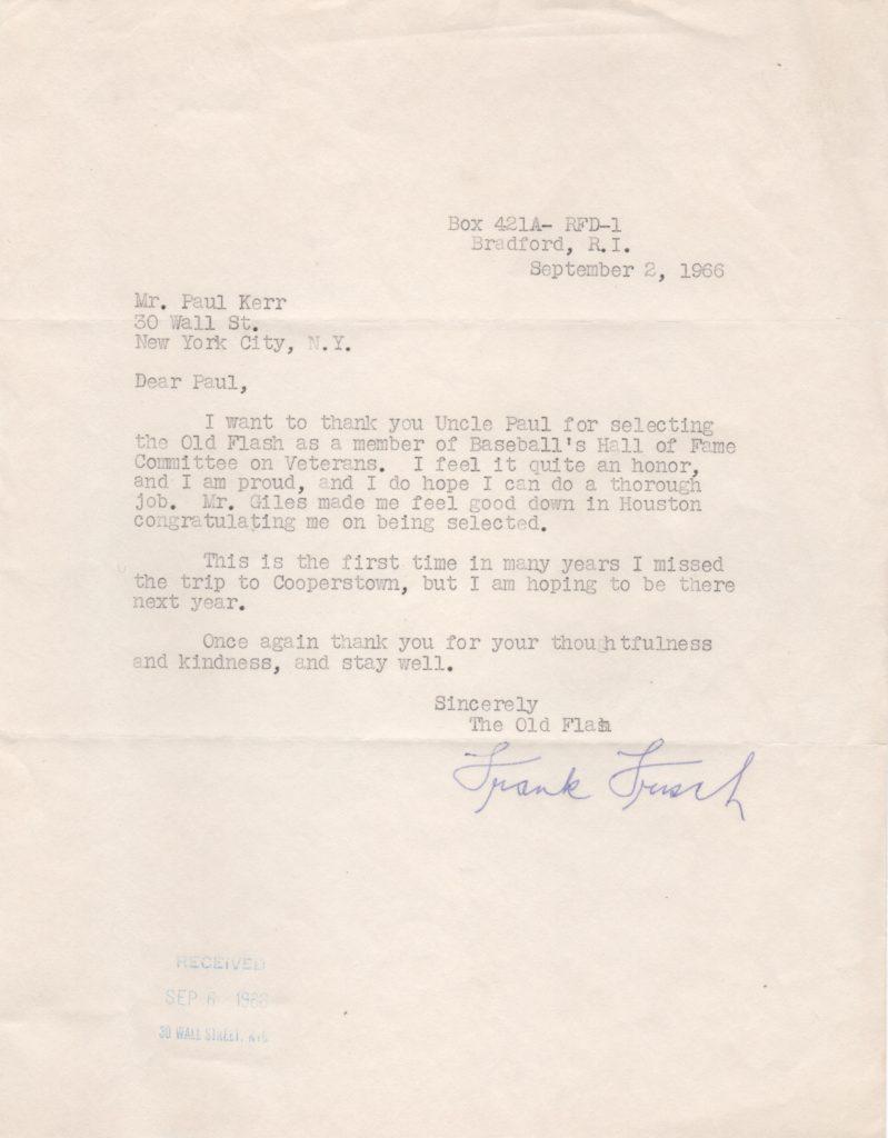 Letter in which Frisch vows to do a 