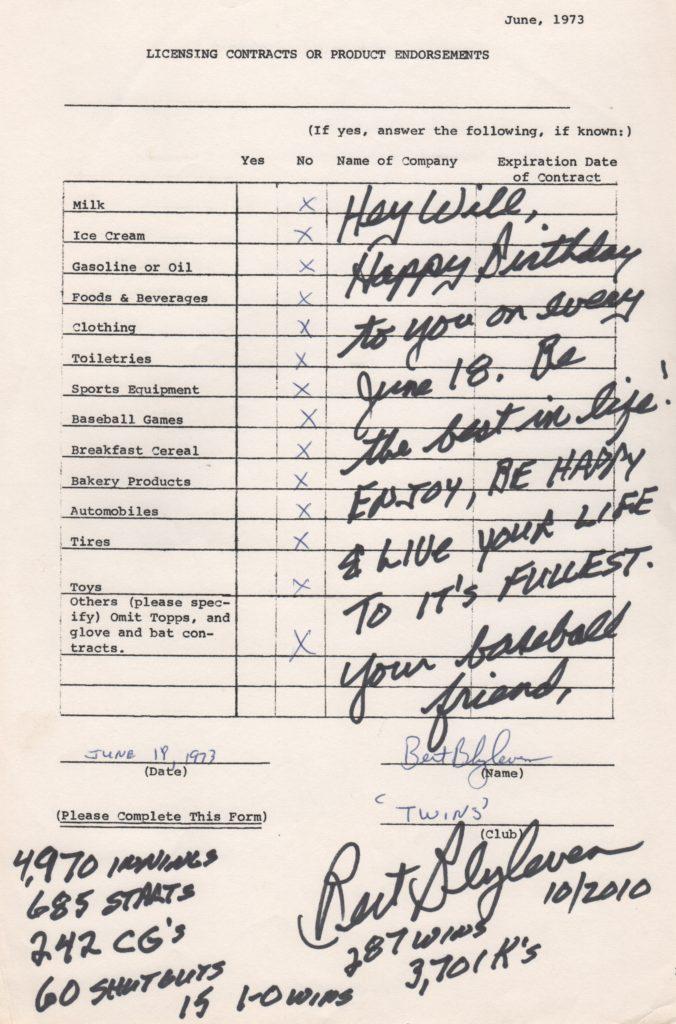 Despite his on-field success, Bert Blyleven rarely had off-field endorsements