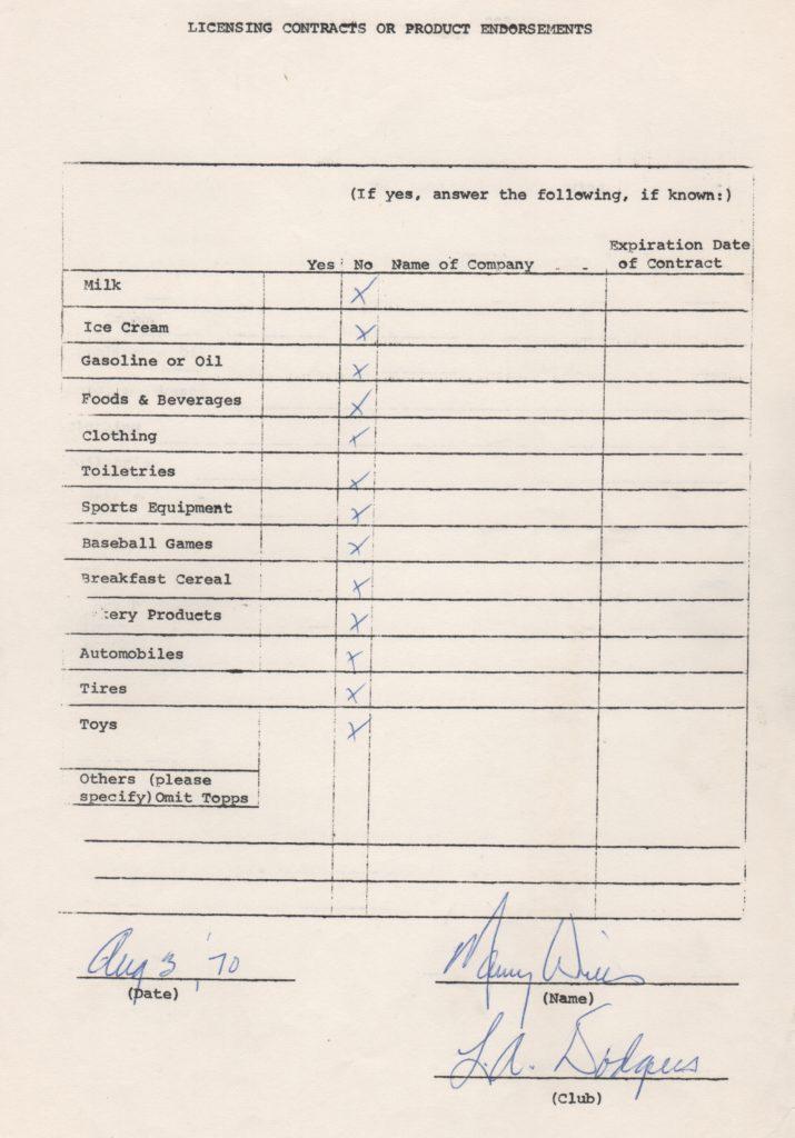 Despite his success, Wills, like most players of his era, had few endorsement opportunities