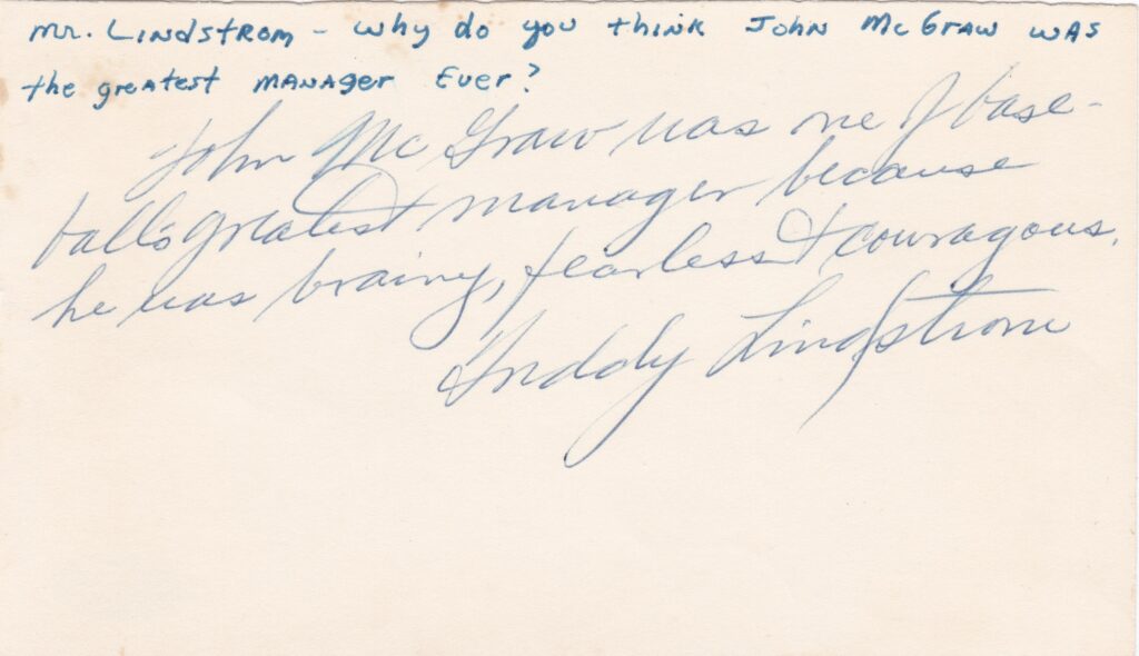 Fred Lindstrom played nine of his 13 seasons for John McGraw's Giants