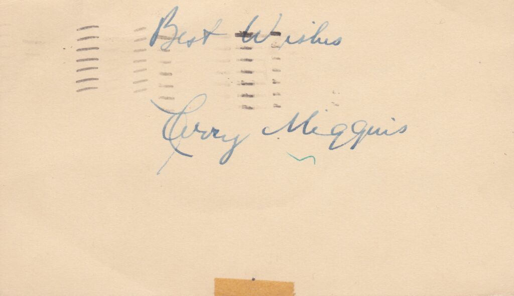 Larry Miggins signed this card three months after Vin Scully called his first MLB homer