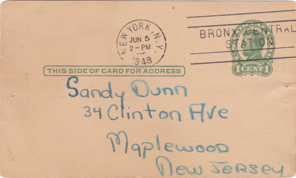 Government postcards give the date and place the signature was mailed