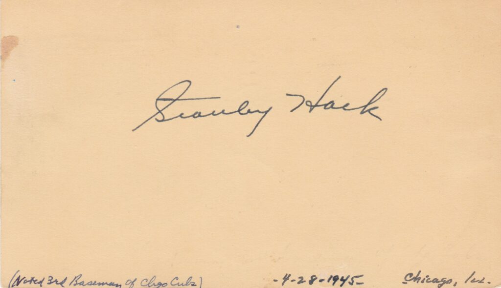 Stan Hack was a five-time All Star; in 4 World Series he hit .348 with a .408 on-base percentage