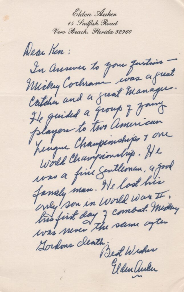 As player/manager, Cochrane led Detroit to two pennants and the 1935 World Series title